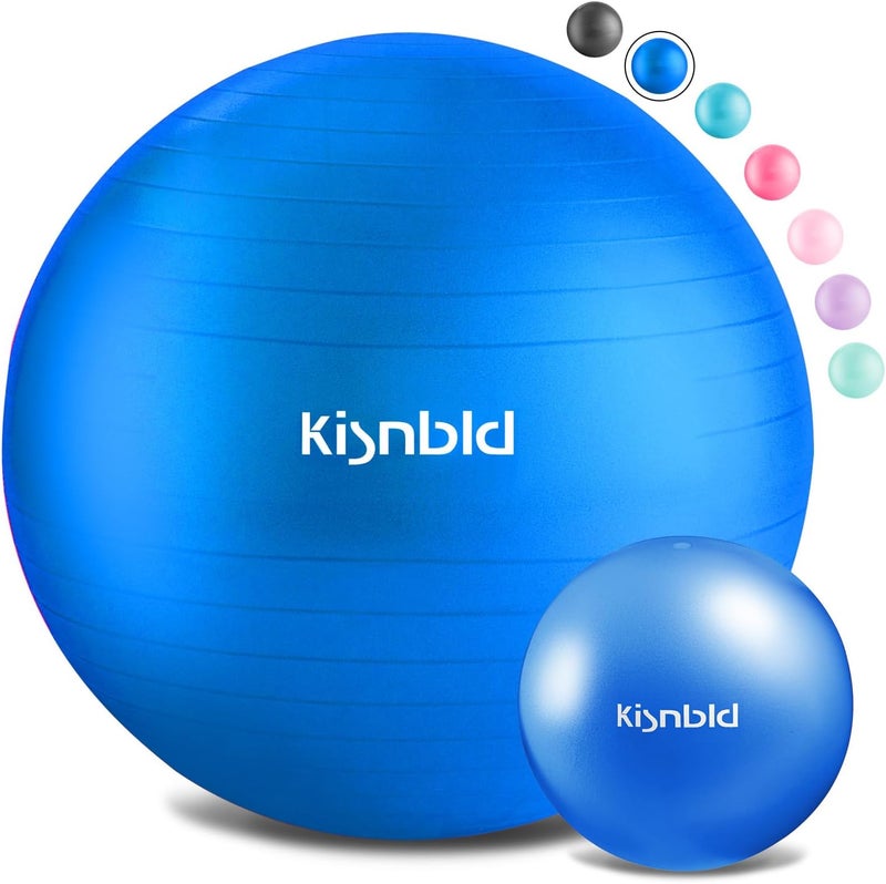 kisnbld Exercise Ball, Extra Thick Yoga Ball for Workout Pregnancy Stability, 4 Sizes Anti-Burst Balance Ball with Foot Pump - Heavy Duty Fitness Ball Chair for Office, Home & Gym - Image 1